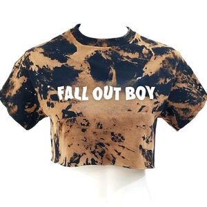 FALL OUT BOY Acid Washed Cropped Crop Top Band Tee, Rock Tee, Y2K, Punk, Rap Tee